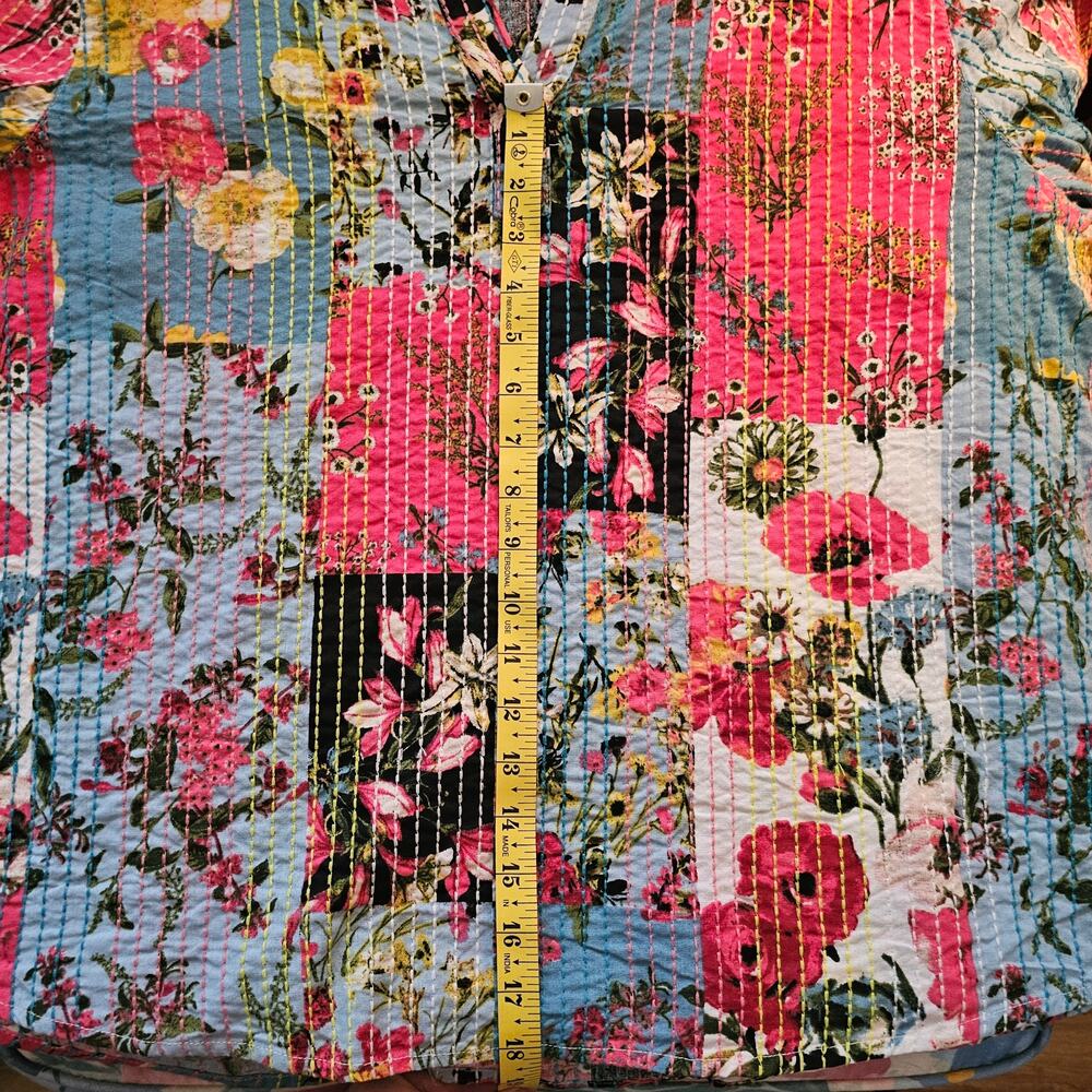 John Mark Patchwork Floral Quilted Top Size L Boh… - image 8